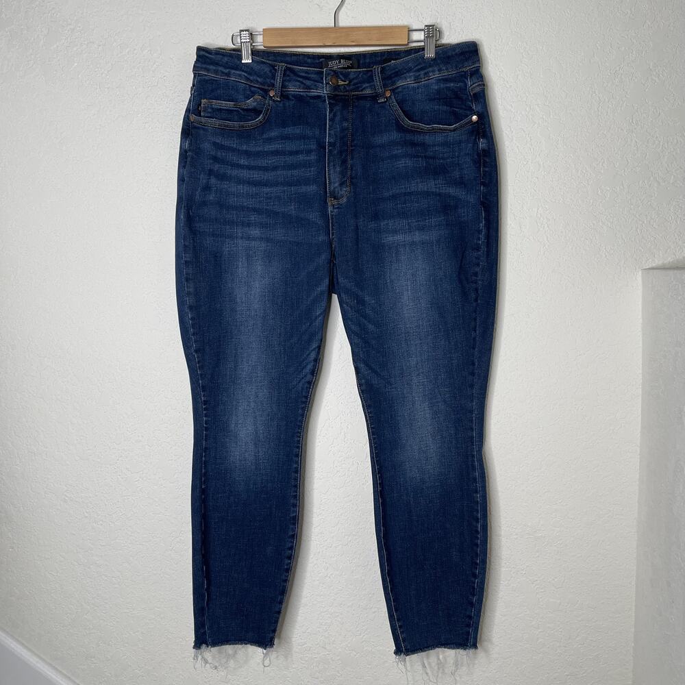 Judy Blue Skinny Fit Jeans Womens Size 18W Blue Raw Hem Stretch